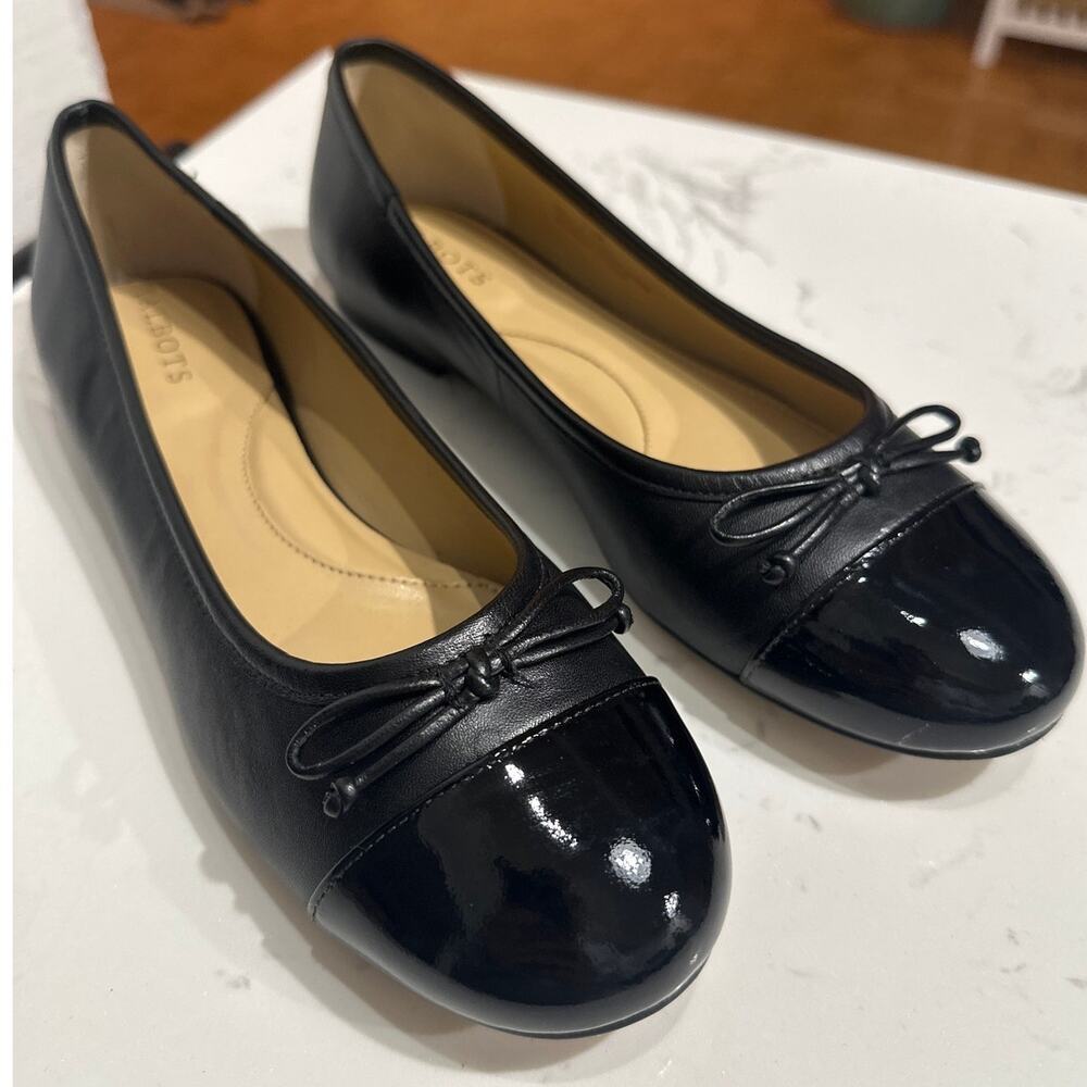 Talbots Black Flats with Bow Detail